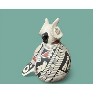 Mata Ortiz Pottery Jerardo Tena Paquime Hoot Owl Effigy Fina Art Mexican Clay